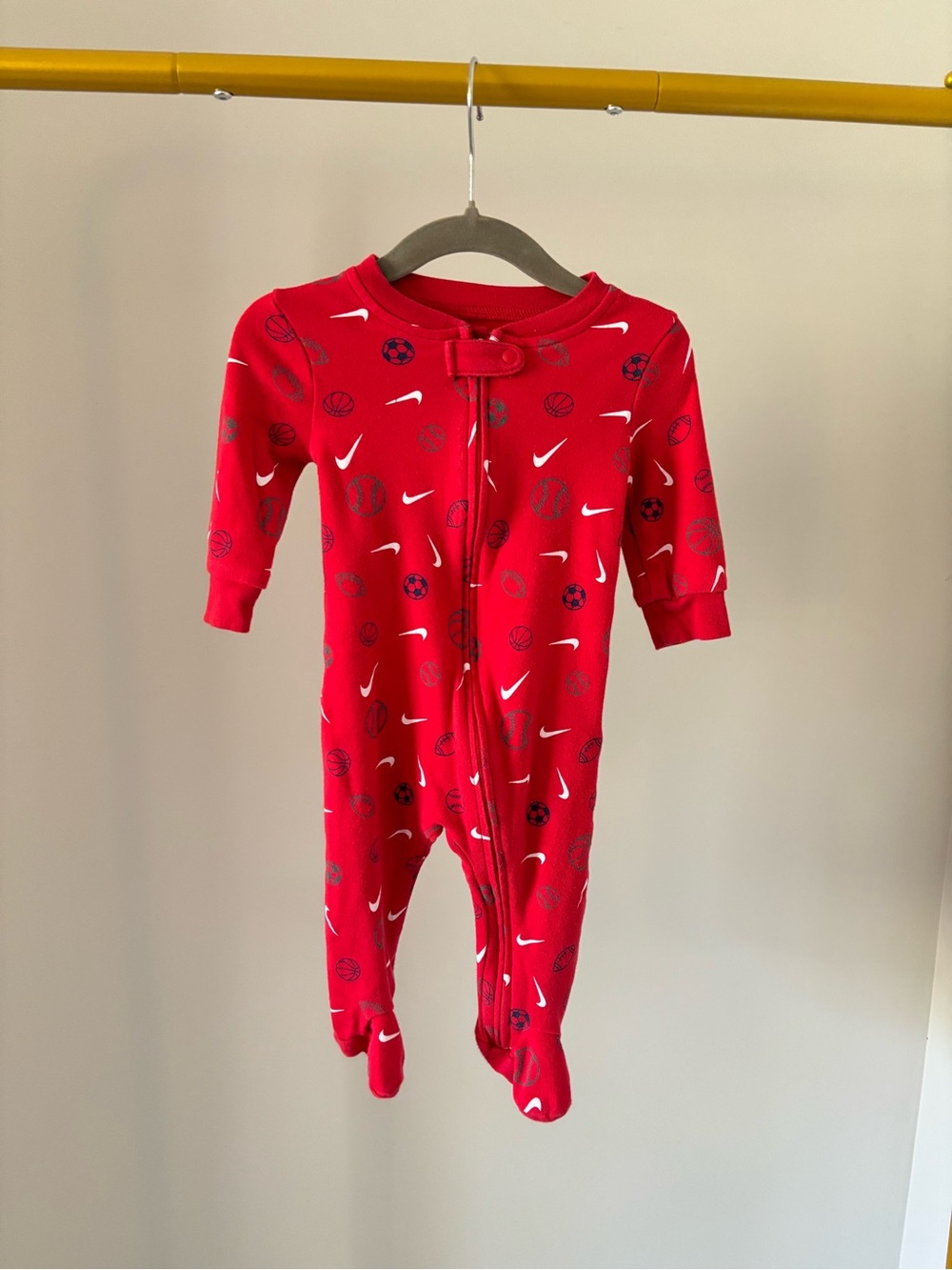 Nike Red Kids' One-Piece Footed Pajamas